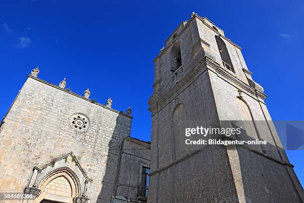 Monte Sant'angelo, Chiesa di San Benedetto, bell tower and church, church of Saint Benedict, Gargano, Apulia, Italy.