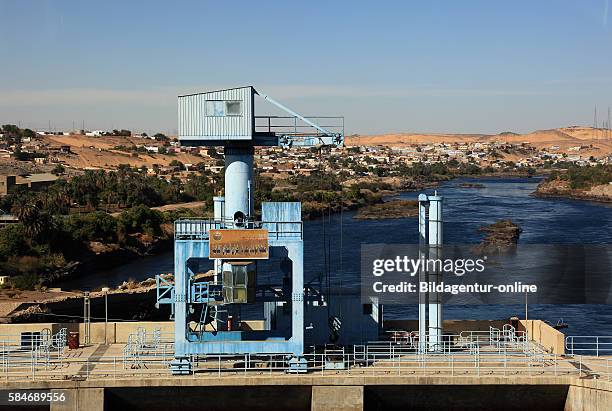 Part of the upper dam, dam of the Nile at Aswan, Upper Egypt.