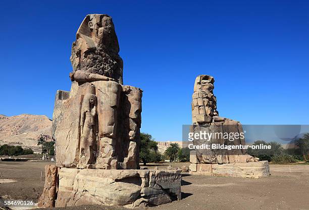 The Colossi of Memnon are two massive stone statues of Pharaoh Amenhotep III, they have stood in the Theban necropolis, west of the River Nile from...