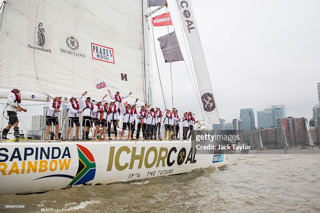 Clipper Racing The crew aboard the IchorCoal Clipper racing yacht celebrate as they ...