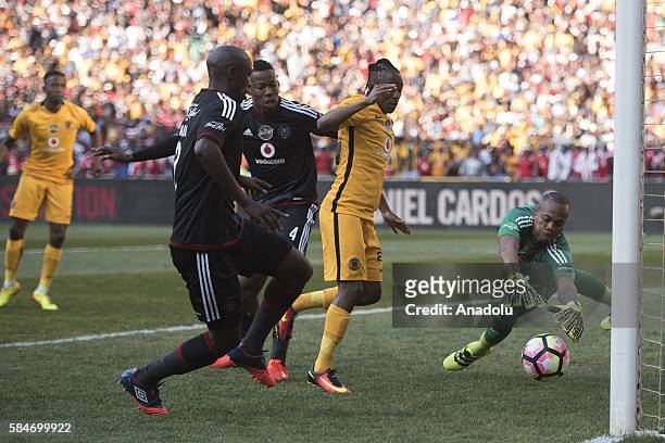 Mhlongo Brighton of Orlando Pirates in action during 2016 Carling Black Label Cup between Kaizer Chiefs F.C. And Orlando Pirates at FNB Stadium in...