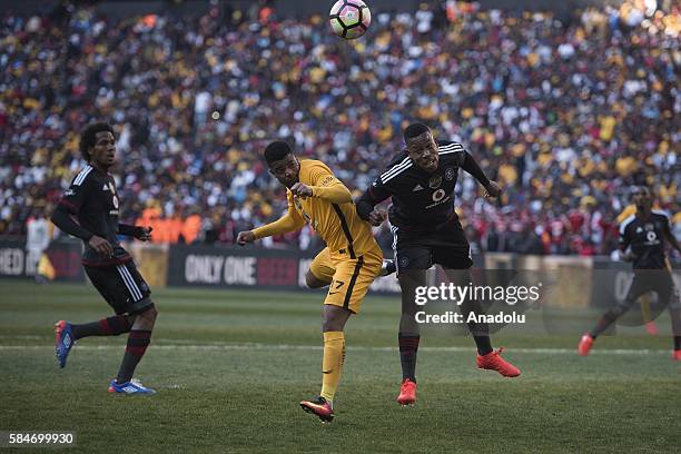 Jele Happy of Orlando Pirates in action against Lebese George Kaizer Chiefs F.C during 2016 Carling Black Label Cup between Kaizer Chiefs F.C. And...