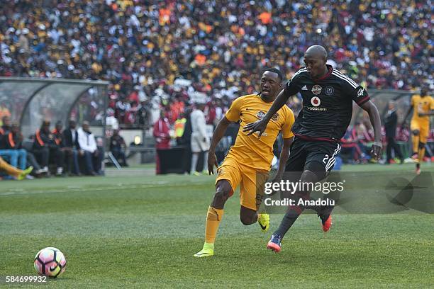 Gcaba Ayanda of Orlando Pirates in action against Parker Bernard Kaizer Chiefs F.C during 2016 Carling Black Label Cup between Kaizer Chiefs F.C. And...