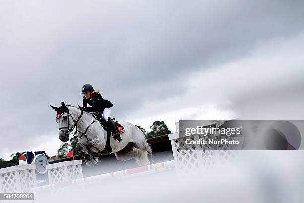 Carolina Aresu Garcia Obregon of Spain rides Uranus D´or during the Grand Prix Jumping CSI 4* at Casas Novas on July 29, 2016 in Arteixo, Spain.