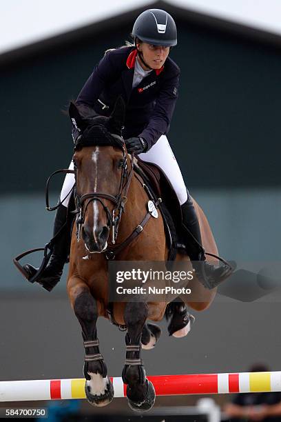 Carolina Aresu Garcia Obregon of Spain rides Grupo Prom Hashish during the Grand Prix Jumping CSI 4* at Casas Novas on July 29, 2016 in Arteixo,...