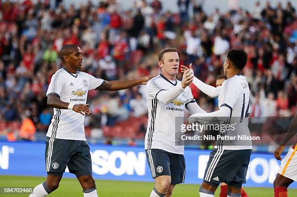Wayne Rooney of Manchester United celebrates after scoring to 2-2 during the pre-season Friendly between Manchester United and Galatasaray at Ullevi...