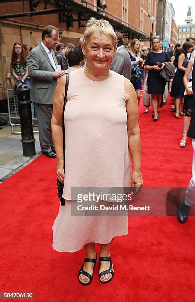 Janine Duvitski attends the press preview of "Harry Potter & The Cursed Child" at The Palace Theatre on July 30, 2016 in London, England.