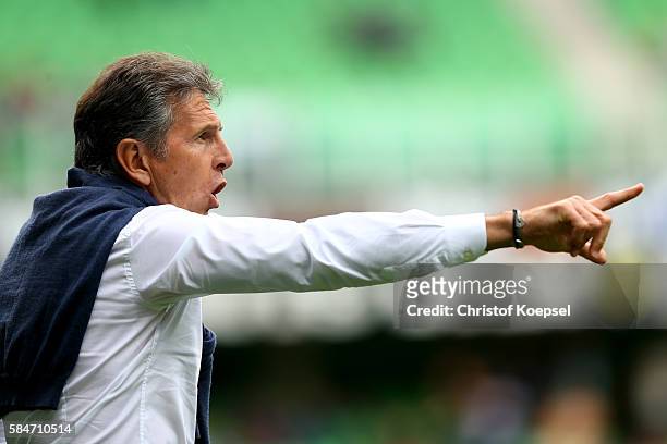 Head coach Claude Puel of Southampton issues instructions during the friendly match between FC Groningen an FC Southampton at Euroborg Stadium on...