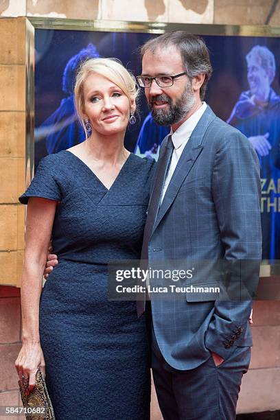 Rowling and Dr. Neil Murray attends the press preview of "Harry Potter & The Cursed Child" at Palace Theatre on July 30, 2016 in London, England.