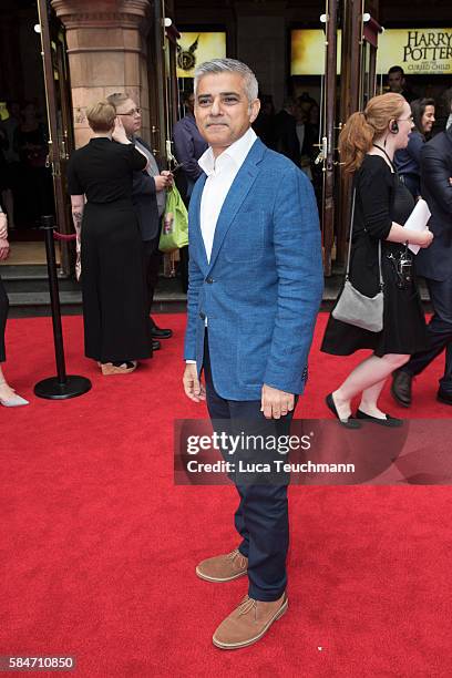 Sadiq Khan attends the press preview of "Harry Potter & The Cursed Child" at Palace Theatre on July 30, 2016 in London, England.