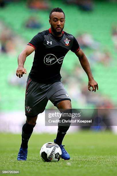 Nathan Redmond of Southampton runs with the ball during the friendly match between FC Groningen an FC Southampton at Euroborg Stadium on July 30,...