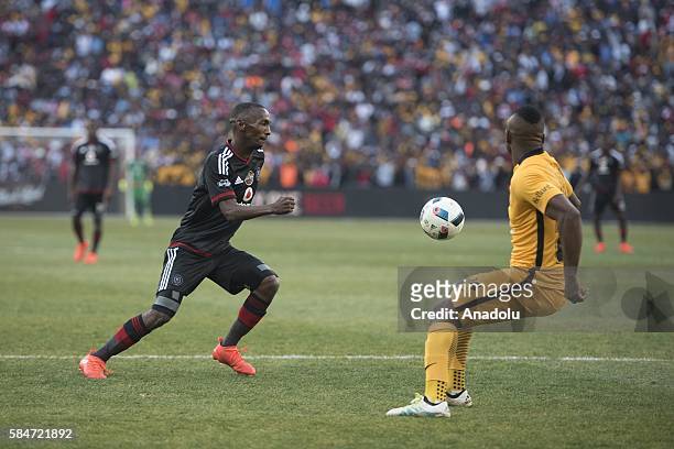 Masilela Tsepo of Orlando Pirates in action against Rakhale Thabo Kaizer Chiefs F.C during 2016 Carling Black Label Cup between Kaizer Chiefs F.C....