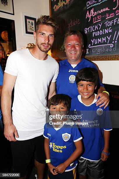 Leicester City's Ron-Robert Zieler meet local fans in Ye Olde Kings Head pub in Los Angeles during their Pre-Season US Tour on July 29, 2016 in Los...