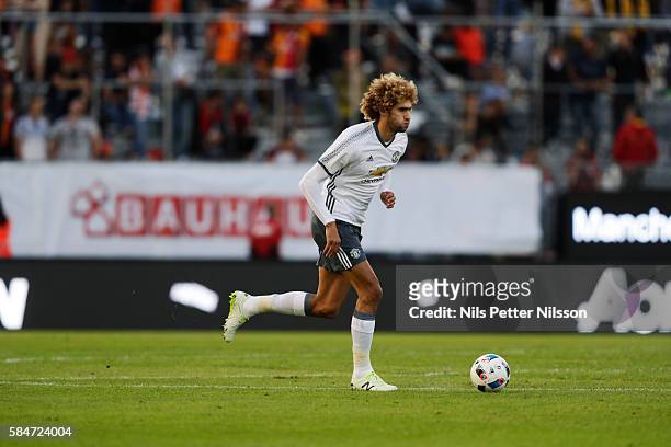 Marouane Fellaini of Manchester United during the pre-season Friendly between Manchester United and Galatasaray at Ullevi on July 30, 2016 in...