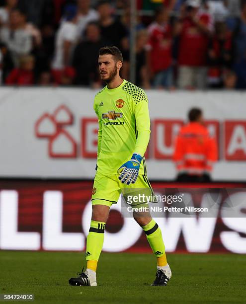 David de Gea, goalkeeper of Manchester United during the pre-season Friendly between Manchester United and Galatasaray at Ullevi on July 30, 2016 in...