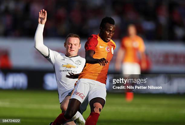 Bruma of Galatasaray and Wayne Rooney of Manchester United during the pre-season Friendly between Manchester United and Galatasaray at Ullevi on July...