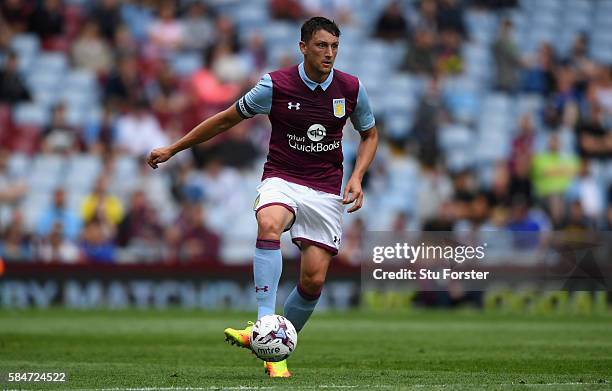 Tommy Elphick of Villa in action during the pre- season friendly between Aston Villa and Middlesbrough at Villa Park on July 30, 2016 in Birmingham,...