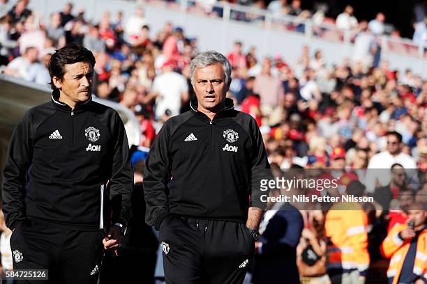 José Mourinho, head coach of Manchester United during the pre-season Friendly between Manchester United and Galatasaray at Ullevi on July 30, 2016 in...