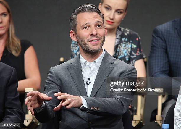 Executive producer Justin Wilkes speaks onstage during the 'National Geographic Channel - MARS' panel discussion at the National Geographic Channels...