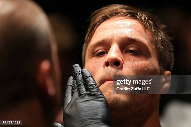 Michael Graves prepares to enter the Octagon before his welterweight bout against Bojan Velickovic of Serbia during the UFC 201 event on July 30,...