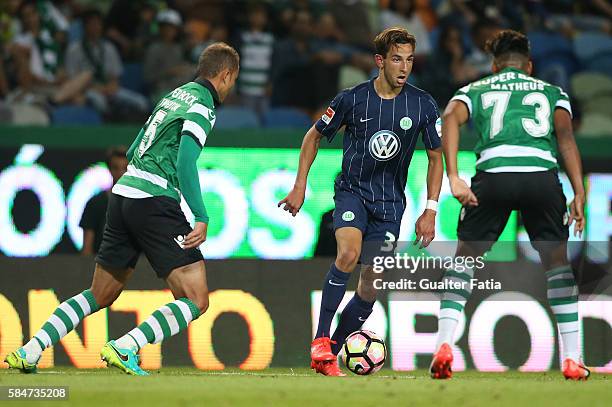 Wolfsburg's forward Ismail Azzaoui in action during the Pre Season Friendly match between Sporting CP and Wolfsburg at Estadio Jose Alvalade on July...