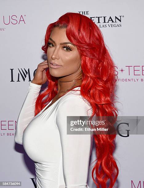 Professional wrestler and pageant judge Eva Marie attends the 2016 Miss Teen USA Competition at The Venetian Las Vegas on July 30, 2016 in Las Vegas,...