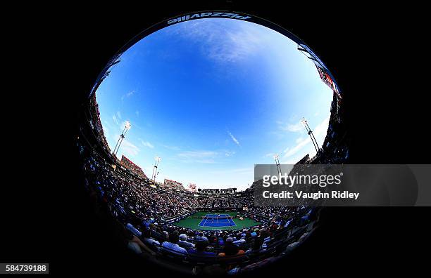 General view of Centre Court as Daniel Nestor and Vasek Pospisil of Canada play in a doubles semifinal match against Jamie Murray of Great Britain...