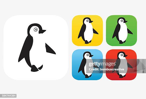 penguin icon flat graphic design - penguin walking stock illustrations