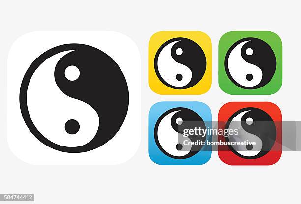 yin yang icon flat graphic design - feng shui stock illustrations