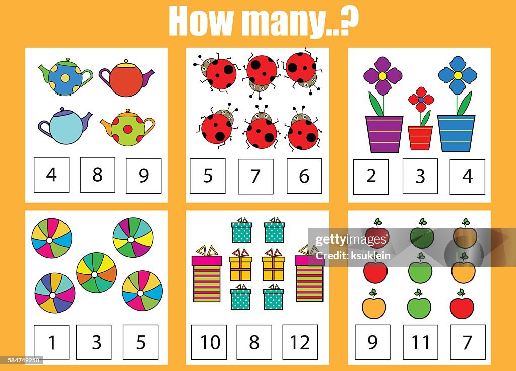 Counting Objects Display Counting Educational Children Game How Many Objects Task High-Res ...