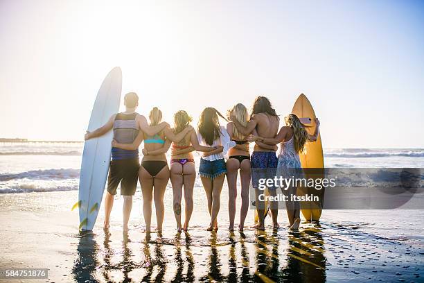 friends having fun at san diego beach - social action party stock pictures, royalty-free photos & images