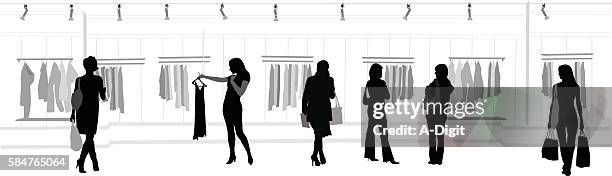 clothes shopping mall - shopping mall stock illustrations