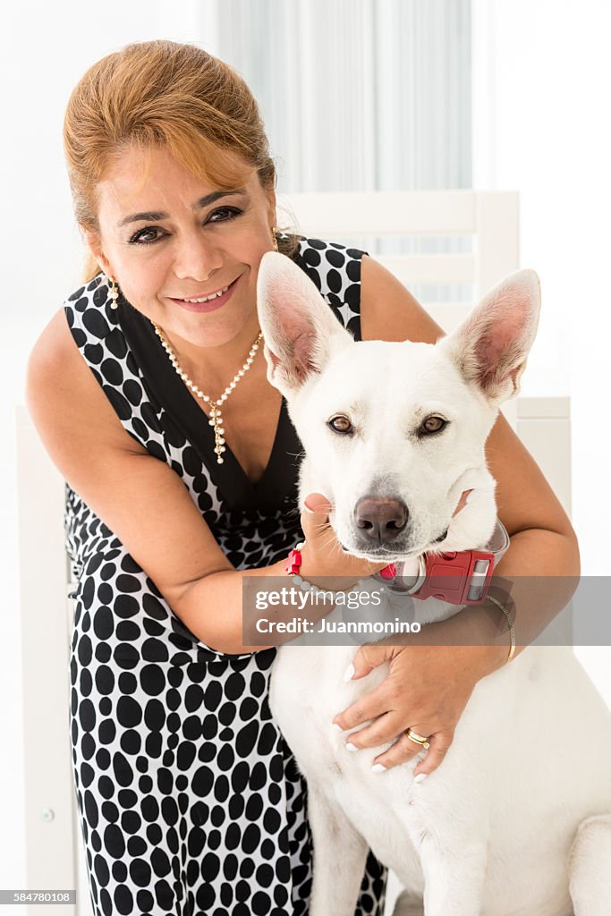 Mature woman with her dog