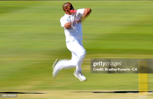 Vernon Philander of South Africa A bowls during the Winter Series between Australia A and South Africa A at Allan Border Field on July 30, 2016 in...