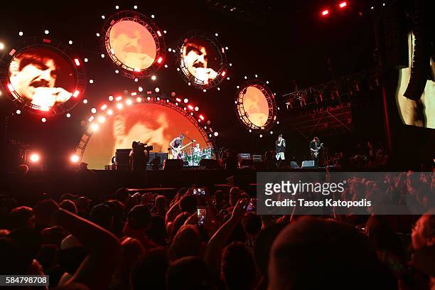 Recording artists Flea, Chad Smith, Anthony Kiedis, and Josh Klinghoffer of Red Hot Chili Peppers perform on the Samsung Stage at Lollapalooza 2016 -...