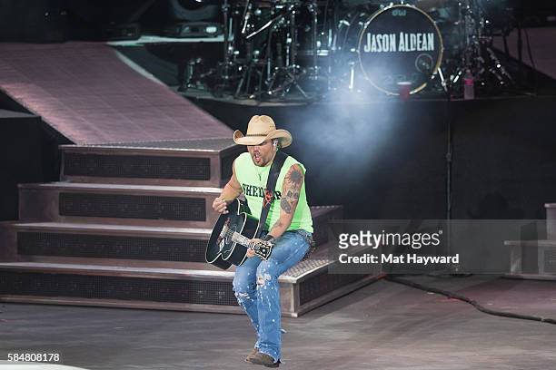 Jason Aldean performs on stage during the Watershed Music Festival at Gorge Amphitheatre on July 30, 2016 in George, Washington.
