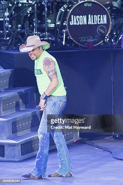 Jason Aldean performs on stage during the Watershed Music Festival at Gorge Amphitheatre on July 30, 2016 in George, Washington.