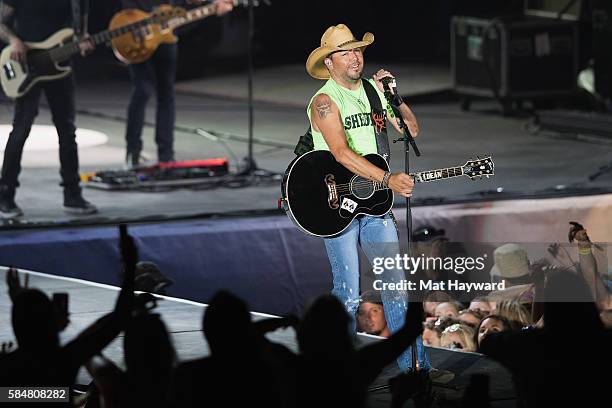 Jason Aldean performs on stage during the Watershed Music Festival at Gorge Amphitheatre on July 30, 2016 in George, Washington.