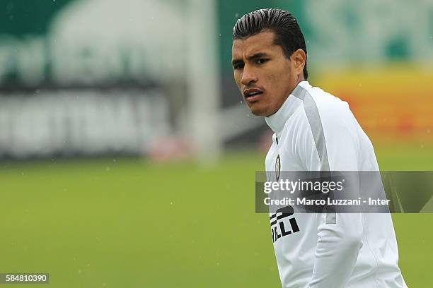 Jeison Murillo of FC Internazionale looks on during of the FC Internazionale Juvenile Team training Session on July 31, 2016 in Bruneck,