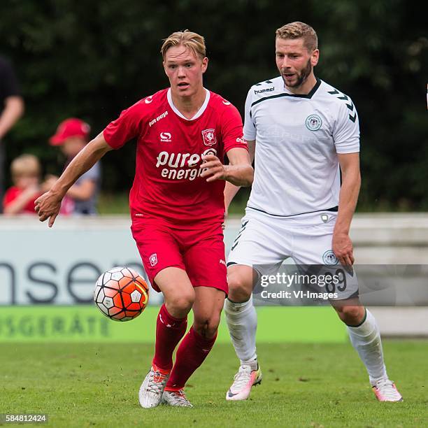 Fredrik Jensen of FC Twente, Nejc Skubic of Konyaspor during the friendly match between FC Twente and Konyaspor at Stadion am Heideweg on july 31,...