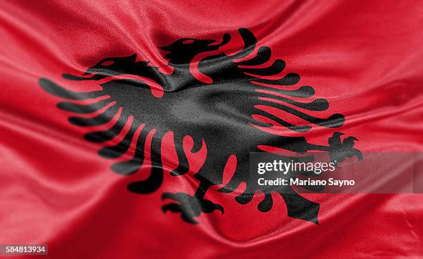 high resolution digital render of albania flag - albania stock illustrations