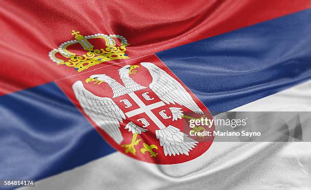 ilustrações, clipart, desenhos animados e ícones de high resolution digital render of serbia flag - serbia