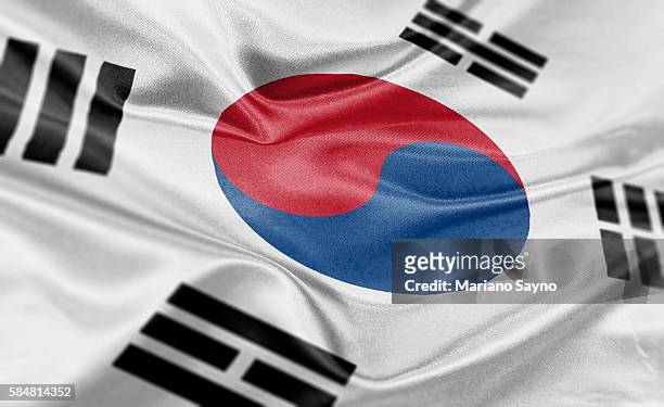 ilustraciones, imágenes clip art, dibujos animados e iconos de stock de high resolution digital render of south korea flag - corea del sur