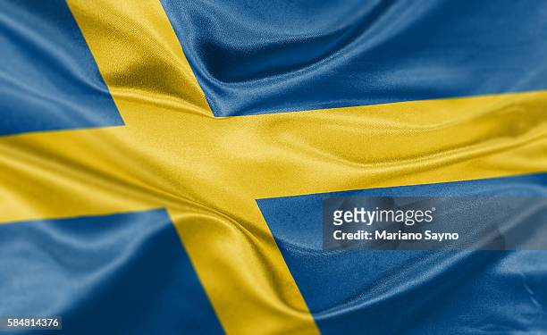 high resolution digital render of sweden flag - schweden stock-grafiken, -clipart, -cartoons und -symbole
