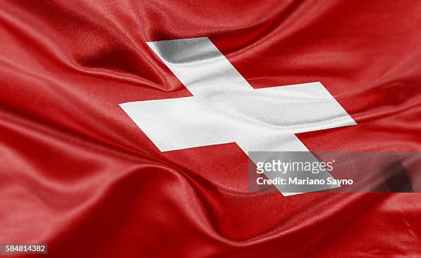 high resolution digital render of switzerland flag - schweiz stock-grafiken, -clipart, -cartoons und -symbole