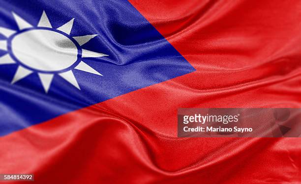 high resolution digital render of taiwan flag - taiwan stock-grafiken, -clipart, -cartoons und -symbole