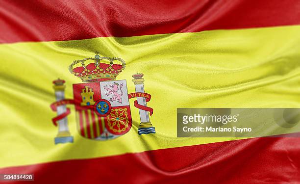high resolution digital render of spain flag - spanien stock-grafiken, -clipart, -cartoons und -symbole