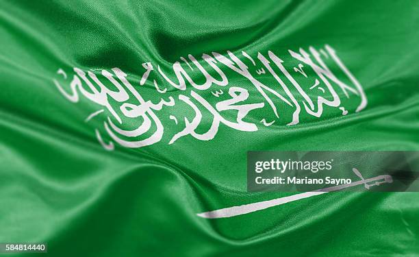 high resolution digital render of saudi arabia flag - saudi arabien stock-grafiken, -clipart, -cartoons und -symbole