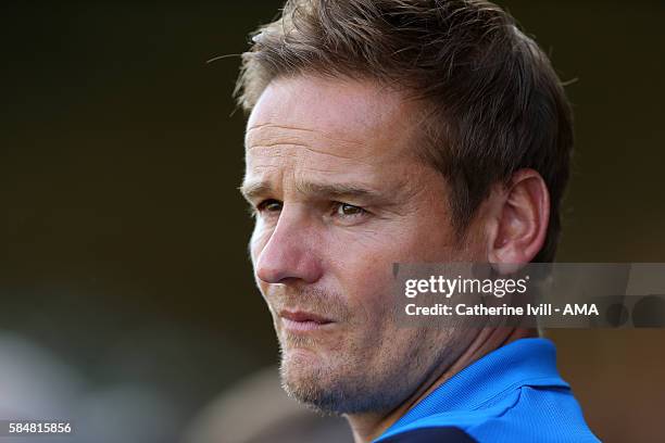 Neal Ardley manager of AFC Wimbledon during the Pre-Season Friendly match between AFC Wimbledon and Crystal Palace at The Cherry Red Records Stadium...