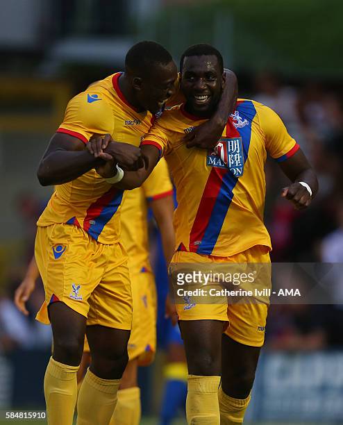 Yannick Bolaise of Crystal Palace celebrates after scoring with Freddie Ladapo of Crystal Palace during the Pre-Season Friendly match between AFC...